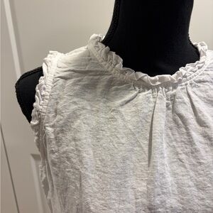 J. Crew Factory White Linen Ruffled Women's Top - S